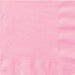 Stack of 100 pink paper napkins with a ribbed texture edge visible on the right and bottom borders.