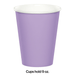 Lavender paper cup with white rim holding 9 ounces, shown in single unit display.