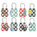 Toybox Icon Party Bags with assorted checkerboard designs and toy-themed tags including race cars, robots, dinosaurs, smiley faces, monster trucks, and googly eyes.
