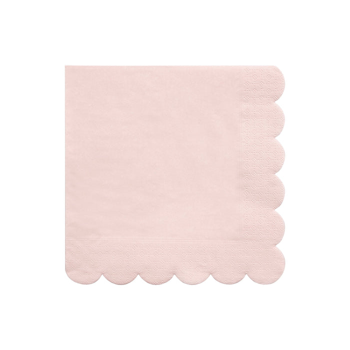 Dusky Pink Large Napkin with soft blush pink color, scalloped edges, and embossed border details on a white background.