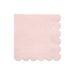 Dusky Pink Large Napkin with soft blush pink color, scalloped edges, and embossed border details on a white background.