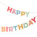 Felt Happy Birthday Garland with soft pastel felt letters spelling “Happy Birthday” strung on neutral cord against a white background.