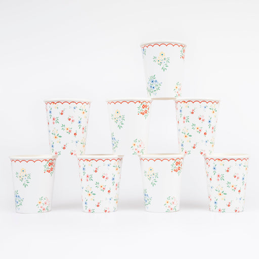 Ditsy Posy Scalloped Cups | 8ct