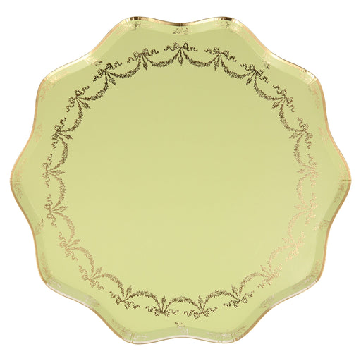 Gold Bow Scalloped Edge Dinner Plates | 8ct