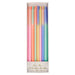 Multi Color Block Candles in clear packaging with assorted two-tone birthday candles in pink, orange, yellow, blue, green, and pastel colors.