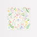 Meadow Unicorns Large Napkin with pastel unicorns, colorful flowers, butterflies, greenery, gold stars, and a scalloped edge.
