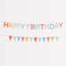 Happy Birthday Mini Garland Matchbox set with pastel birthday lettering and coordinating colorful pennant flag garland.
