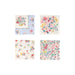 English Garden Small Napkins with assorted floral prints in pink, yellow, blue, and green tones and scalloped edges on a white background.
