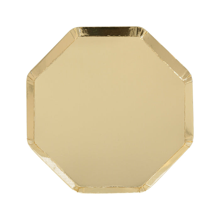Gold Side Plate with shiny metallic gold finish and octagon shape on a white background.