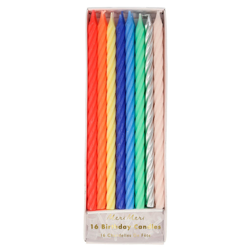 Multi Neon Twisted Candles | 16ct