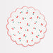 Cherry Pattern side plate with red cherries, green leaves, scalloped red border, and delicate edge details.