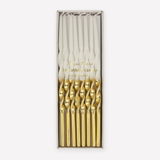 Gold Dipped Twisted Candles | 16ct