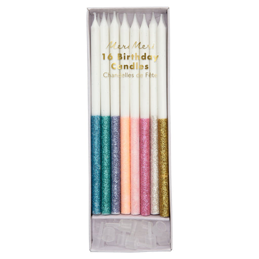 Multicolor Dipped Glitter Candles | 16ct