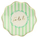 Striped Christmas Dinner Plate, mint stripe "Fa la la" design