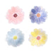 Flower Garden Small Plates with assorted watercolor flower designs in pink, blue, purple, and yellow on a white background.