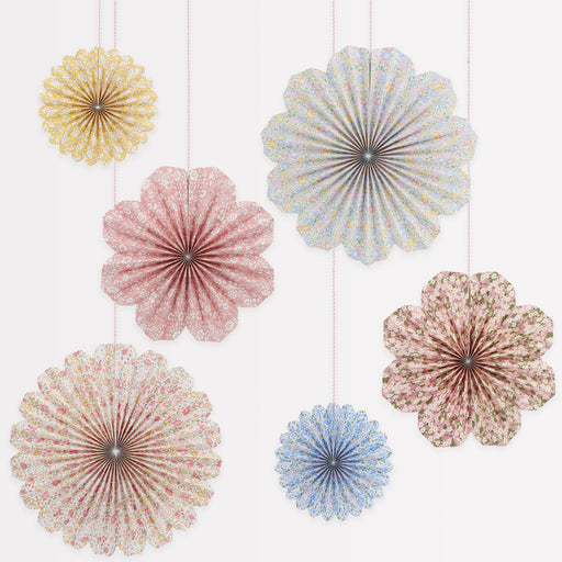 Liberty Floral Paper Pinwheel Decorations | 6ct