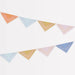 Western flag garland with colorful bandana-style paisley pennants and scalloped edges.