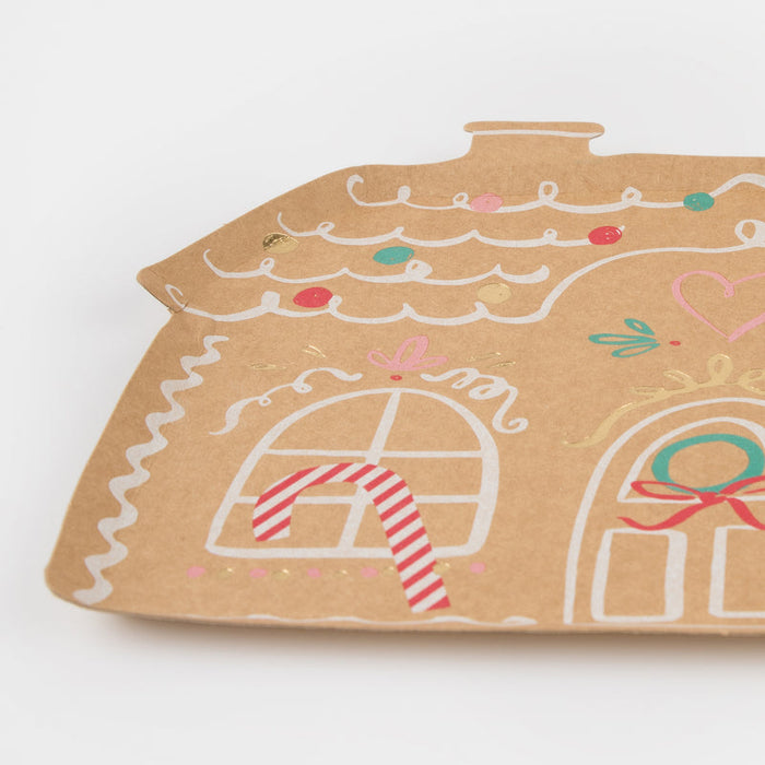 Closeup of Jolly Christmas Gingerbread House Plate