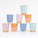 Western Bandana Cups in assorted colorful designs with paisley patterns, scalloped details, and pastel western-inspired colors.
