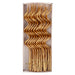 Gold Swirly Candles in clear packaging with 20 long wavy metallic gold birthday candles.