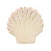 Watercolor Clam Shell Plate shaped like a shell with soft pink and cream watercolor details, scalloped edges, and metallic gold accent lines on a white background.