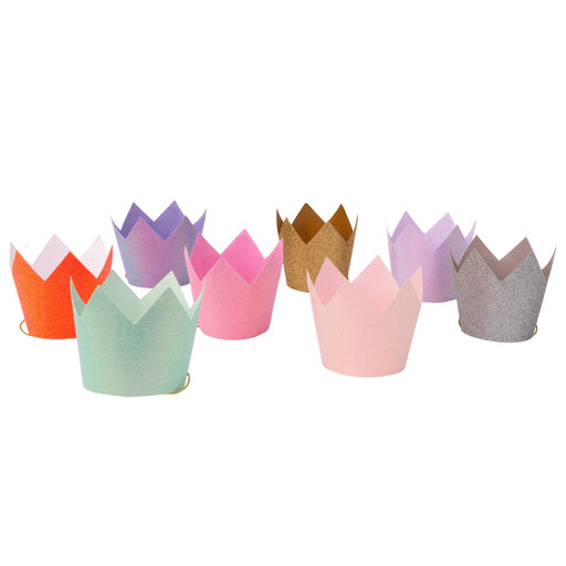 Mini Glitter Party Crowns | 8ct
