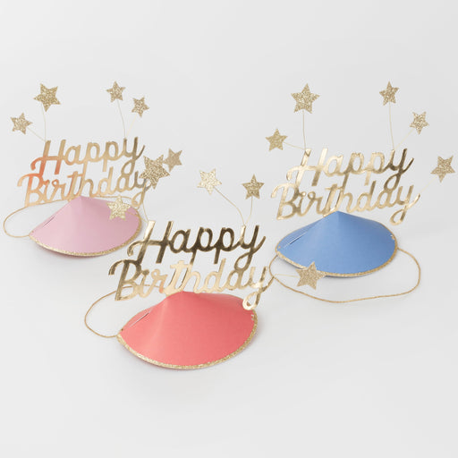 Happy Birthday & Stars Party Hats | 6ct