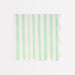 Mint Stripe Large Napkin with soft mint vertical stripes, cream background, and wavy scalloped edges on a white background.