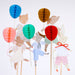 Animal Friends Cake Toppers featuring illustrated animal characters with honeycomb paper balloon accents in bright colors.
