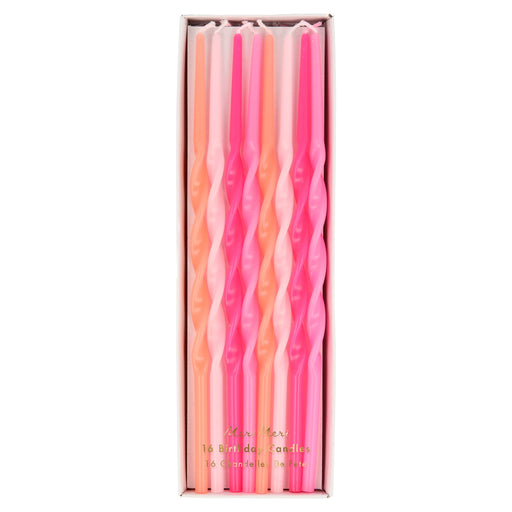Pink Twisted Long Candles | 16ct