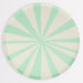 Mint Stripe Dinner Plate with soft mint green sunburst-style stripes on a cream background on a white surface.
