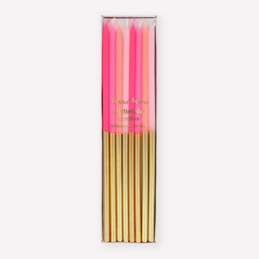 Gold Dipped Pink Mix Candles | 16ct