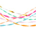 Bright Crepe Paper Streamers in assorted teal, mint, pink, orange, peach, white, and metallic gold colors.