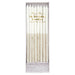 Silver Glitter Dipped Candles in clear packaging with white birthday candles and sparkling silver glitter dipped ends.