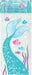 Package of 20 cellophane gift bags featuring a turquoise mermaid tail with sparkles, colorful fish, seaweed, and white stars on a light blue background.