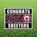 Mesquite High School Skeeters 2026 graduation yard sign in maroon and black with white text and school logo, displayed on green grass.