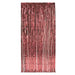 Rose gold metallic fringe curtain measuring 3 feet wide by 8 feet tall, featuring shimmering vertical strands in deep rose and light pink tones.