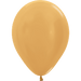 Single metallic gold latex balloon with a rounded oblong shape and a small tied knot at the bottom.