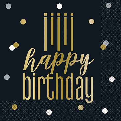Metallic Happy Birthday Lunch Napkins | 16ct