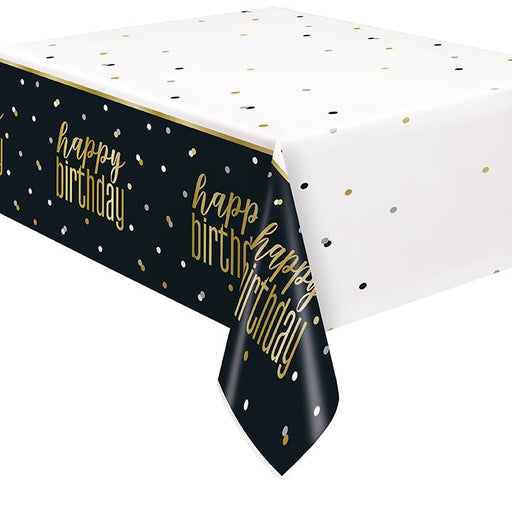 Metallic Happy Birthday Plastic Tablecover | 1ct