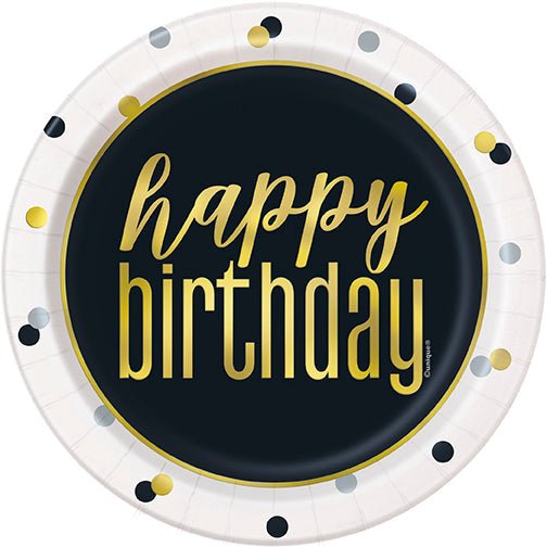 Metallic Happy Birthday Plate 7in | 8ct