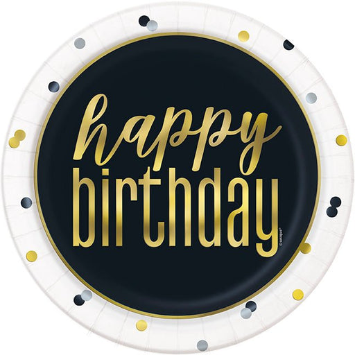 Metallic Happy Birthday Plate 9in | 8ct