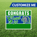 Graduation-themed customizable sign with 'Congrats Grad 20' on a grass background