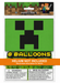 Minecraft 12-inch latex balloon pack with green Creeper face design and Minecraft-themed packaging with a helium not included banner.