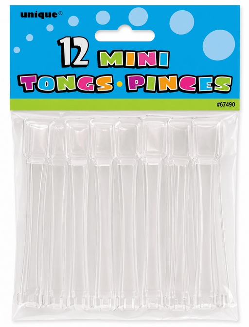Mini Clear Plastic Tongs | 12ct