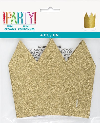 Mini Gold Glitter Crown | 4ct
