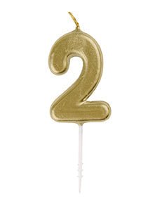 Mini Gold Number 2 Candle | 1ct