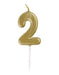 Mini Gold Number 2 Candle - Party Supplies
