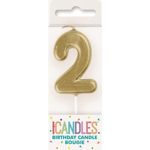 Mini Gold Number 2 Candle | 1ct