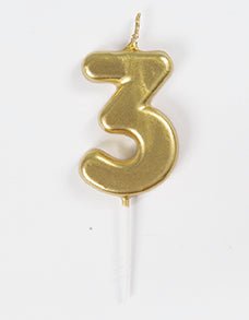 Mini Gold Number 3 Candle | 1ct